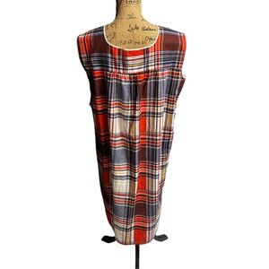 Plaid Sleeveless Dress in Red and Blue